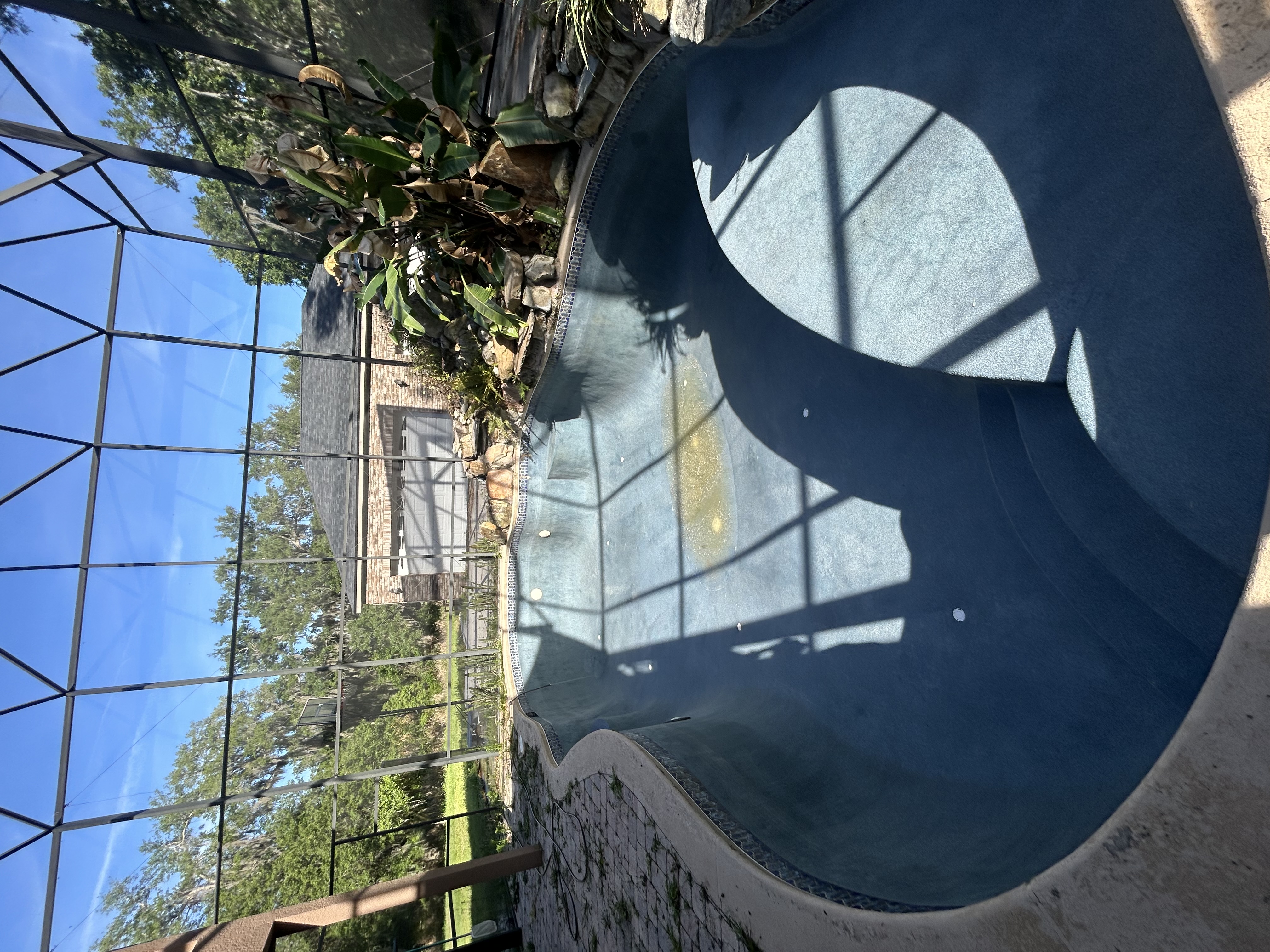 Freshly plastered pool ready for 28-day startup program in Central Florida